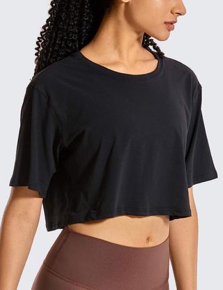 CRZ Yoga + Pima Cotton Cropped T-Shirt