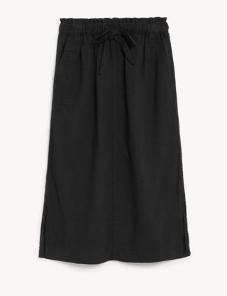 M&S Collection + Linen Rich Midi Skirt