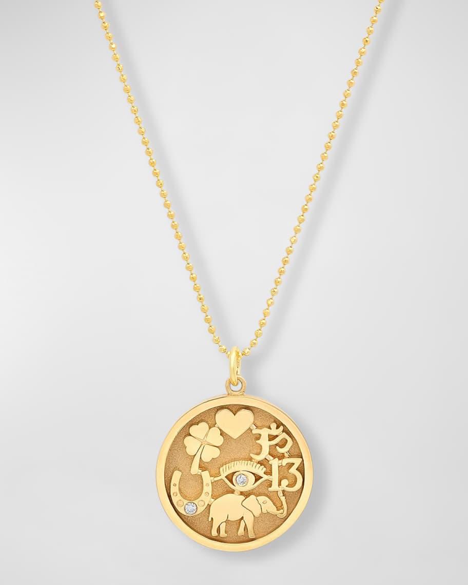Jennifer Meyer + 18k Good Luck Pendant Necklace With Diamonds