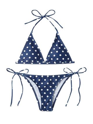 SHENGXINY + Polka-Dot Print Triangle Bikini Set