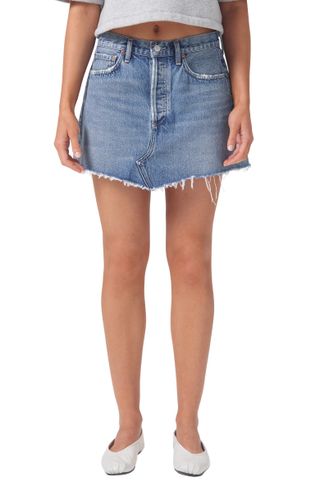 Agolde + Parker Raw Hem Organic Cotton Denim Miniskirt