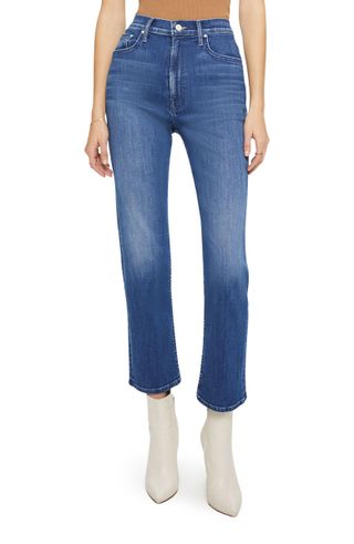 Mother + The Rider High Waist Ankle Straight Leg Jeans
