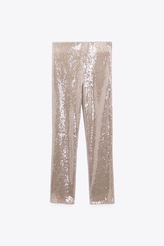 Zara + Cropped Sequin Pants