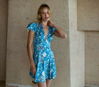 Dôen + Dianne Dress in Azure Hollyhock Hills