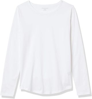 Amazon Essentials + Women's Classic-Fit 100% Cotton Long-Sleeve Crewneck T-Shirt