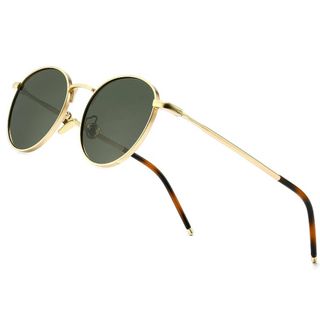 SUNGAIT + Round Vintage Polarized Sunglasses