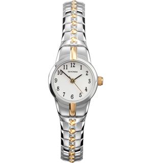 Sekonda + Womens 20mm Analogue Quartz Watch with White Dial and Two Tone Stainless Steel Bracelet
