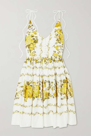 Erdem + Oleander Ruffled Floral-Print Cotton Mini Dress