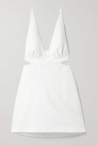 Loveshackfancy + Till Bow-Embellished Cutout Moire Mini Dress