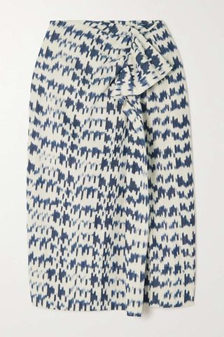 Ulla Johnson + Ember Ruffled Draped Printed Cotton-Canvas Skirt
