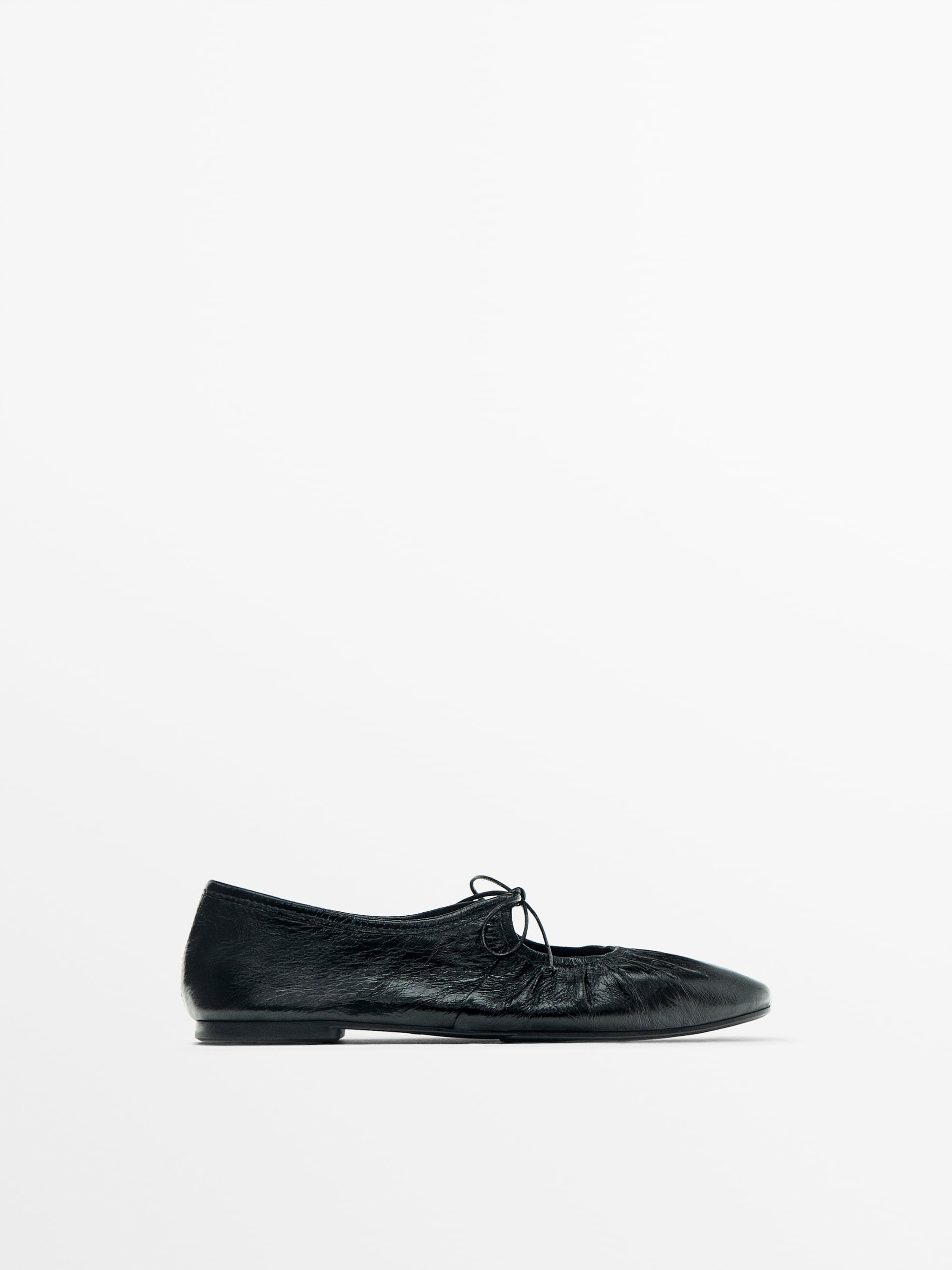 Massimo Dutti + Tied Leather Ballet Flats