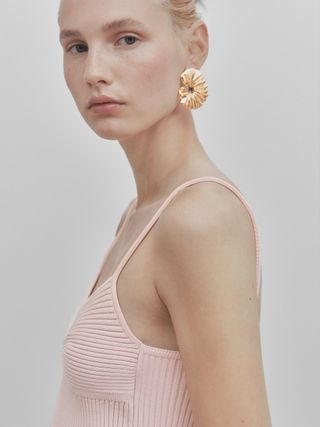 Massimo Dutti + Gold-Plated Irregular Texture Earrings