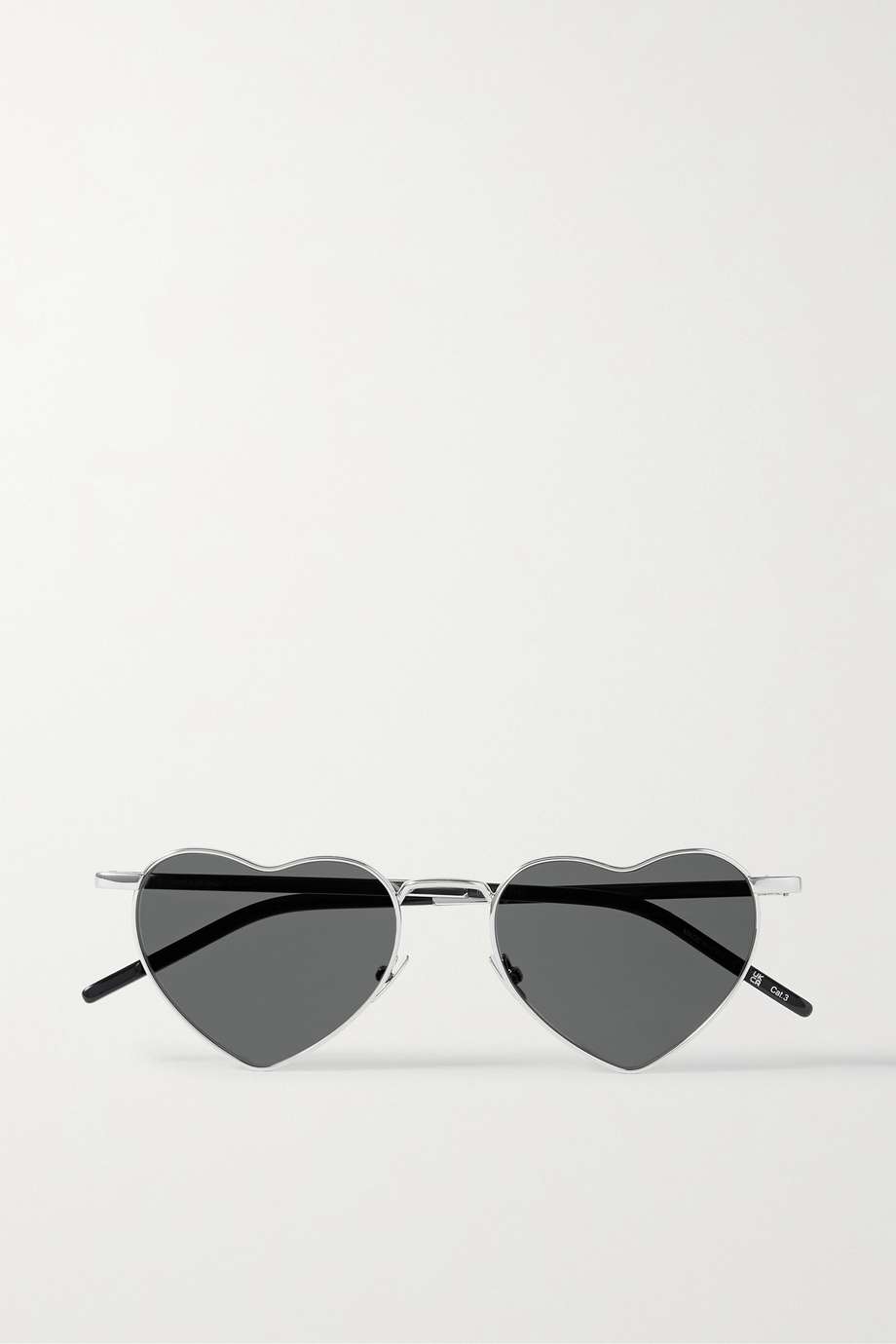 Saint Laurent Eyewear + Loulou Heart-Shaped Silver-Tone and Acetate Sunglasses