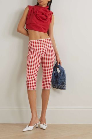 Acne Studios + Cropped Gingham Jersey Pants