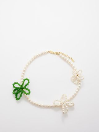 Completedworks + Jade, Pearl & 14kt Gold-Vermeil Necklace