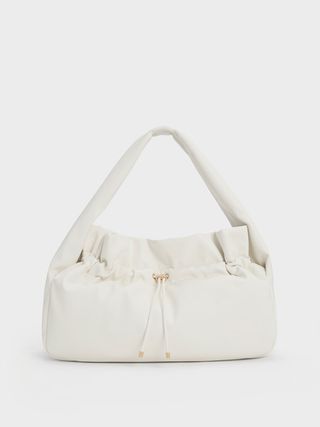 Charles & Keith + White Ruched Bag