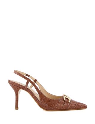 Dune London + Leather Croc Stiletto Heel Slingback Shoes