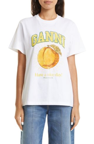 Ganni + Peach Organic Cotton Graphic T-Shirt