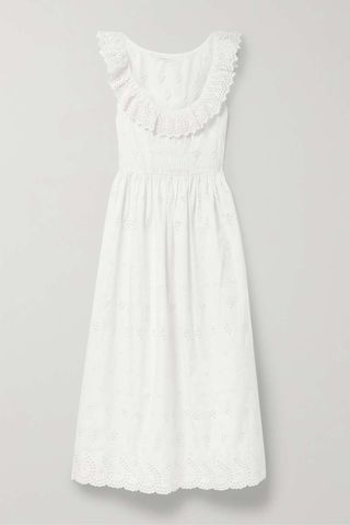 Dôen + Farah Ruffled Broderie Anglaise Organic Cotton-Poplin Midi Dress