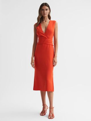 Reiss + Orange Jayla Fitted Wrap Design Midi Dress