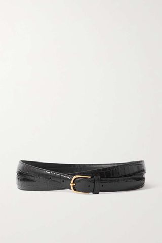 Toteme + Croc-Effect Leather Belt