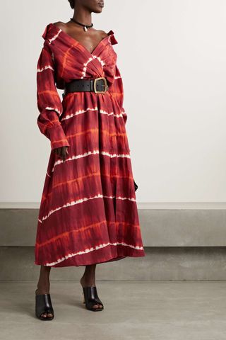 Altuzarra + Lyddy Off-The-Shoulder Tie-Dyed Linen-Blend Maxi Dress