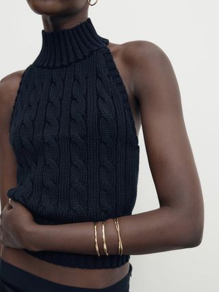 Massimo Dutti + Cable-Knit Top With Open Back
