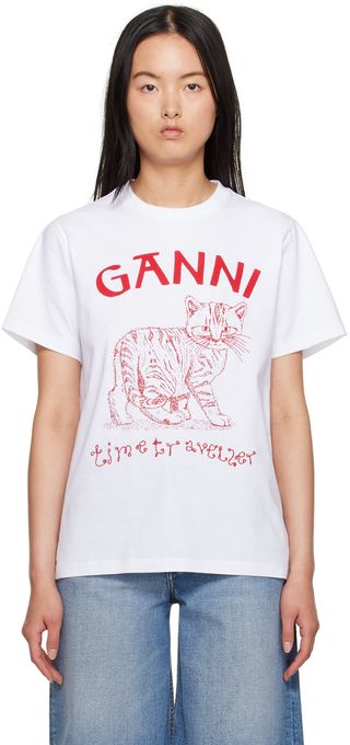 Ganni + White Relaxed Future T-Shirt