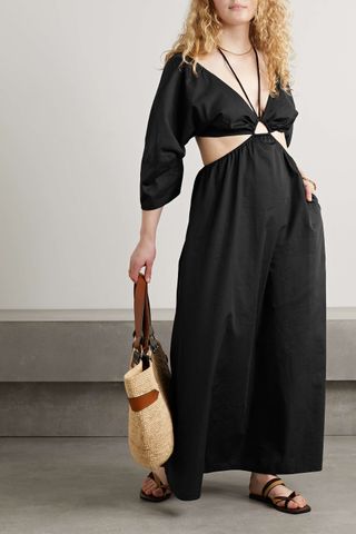 Mara Hoffman + Shaina Cutout Organic Cotton-Poplin Halterneck Maxi Dress