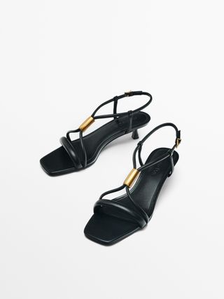 Massimo Dutti + High-Heel Sandals with Metal Piece