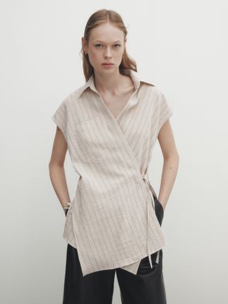 Massimo Dutti + Pinstripe Pyjama-Style Waist Coast