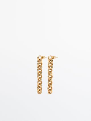 Massimo Dutti + Gold-Plaited Multi-Chain Earrings