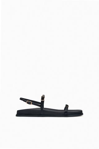 Zara + Satin-Effect Flat Sandals