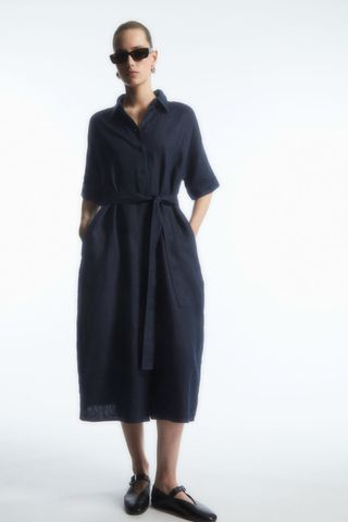 COS + Linen Midi Shirt Dress