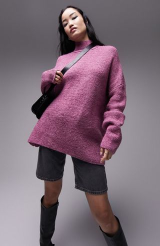 Topshop + Oversize Mock Neck Sweater
