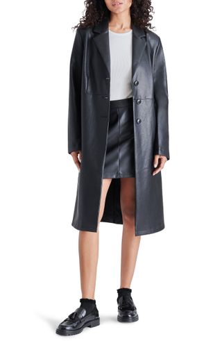 Steve Madden + Tailored Faux Leather Trench Coat
