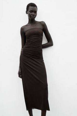 Zara + Strapless Ruched Dress