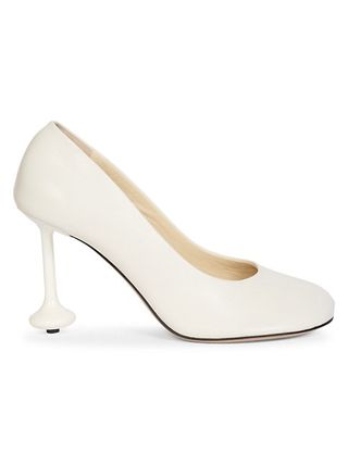 Loewe + Square-Toe Leather Pumps in White