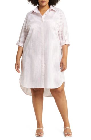 Harshman + Willow Stripe Long Sleeve Cotton & Linen Shirtdress