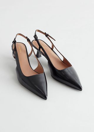& Other Stories + Slingback Leather Pumps in Black