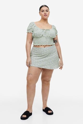 H&M + H&M+ Patterned A-Line Skirt