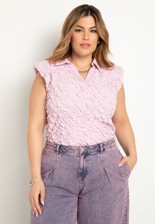 Eloquii + Crinkle Texture Collared Top