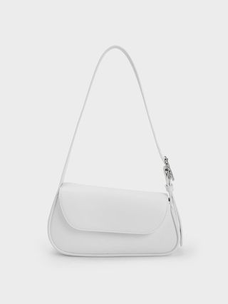 Charles & Keith + White Petra Asymmetrical Front Flap Bag