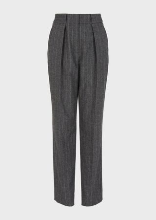 Emporio Armani + Pinstriped Mélange Wool-Blend Trousers with Darts