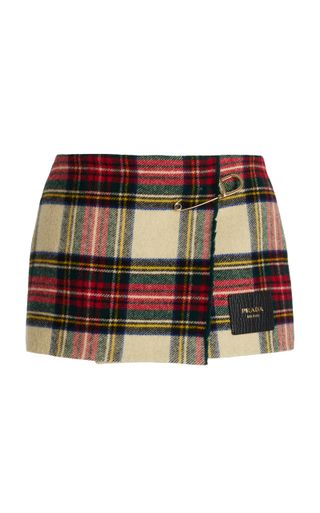 Prada + Tartan Wool Mini Skirt