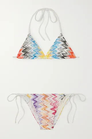 Missoni + Mare Striped Crochet-Knit Triangle Bikini