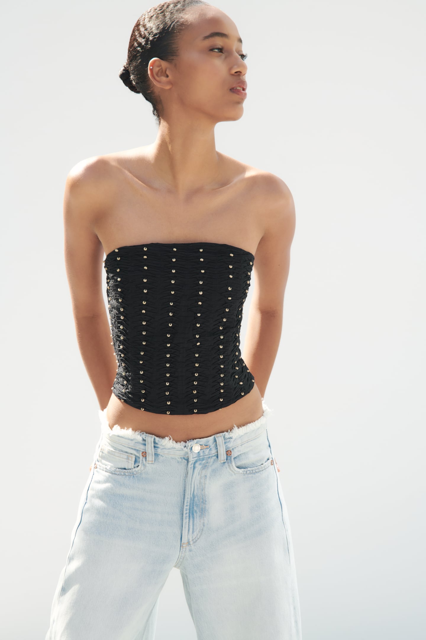 Zara + Beaded Strapless Top