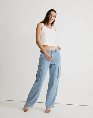 Madewell + Low-Slung Straight Cargo Jeans in Coleman Wash