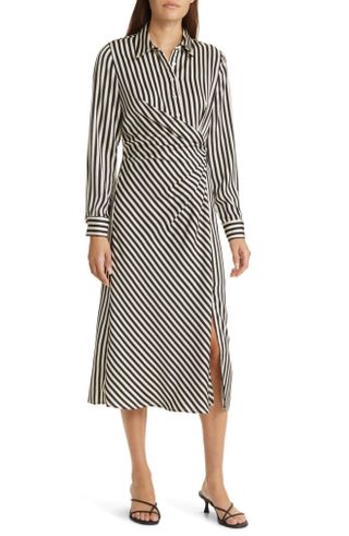 Zoe and Claire + Side Knot Stripe Shirtdress