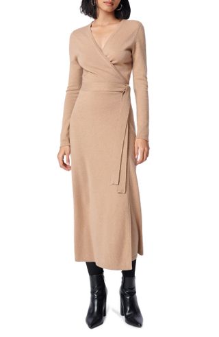 Diane Von Furstenberg + Astrid Long Sleeve Wool & Cashmere Wrap Sweater Dress